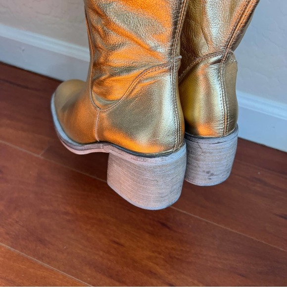 Free People Gold Essential Slouch Knee High Block Heel Boots Womens 37 - Picture 9 of 13